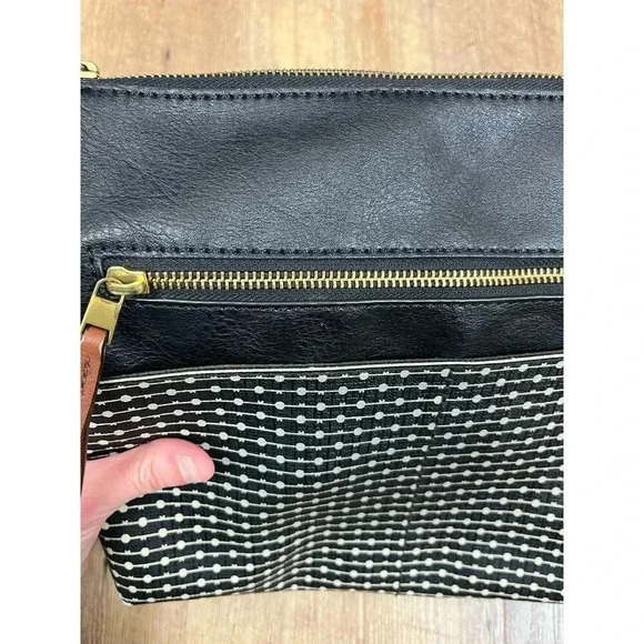 Fossil Fiona Crossbody Bag Black White Brown Adjustable Strap 11X9 Purse - Picture 10 of 12